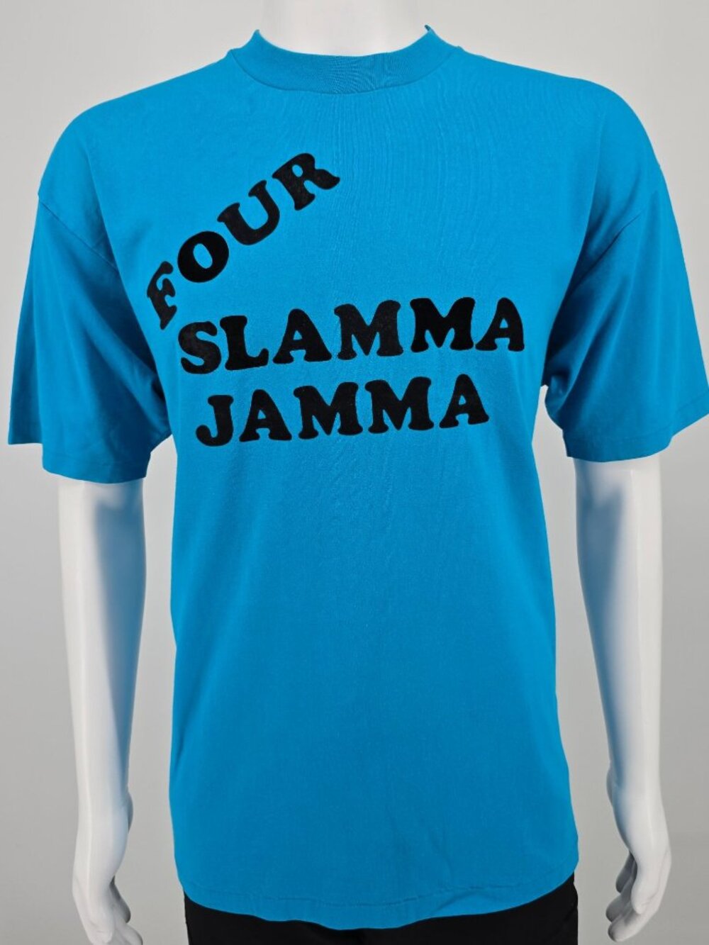 Vintage 1980s Hanes "Four Slamma Jamma" #23 Flocked Letter T-Shirt (L/XL)